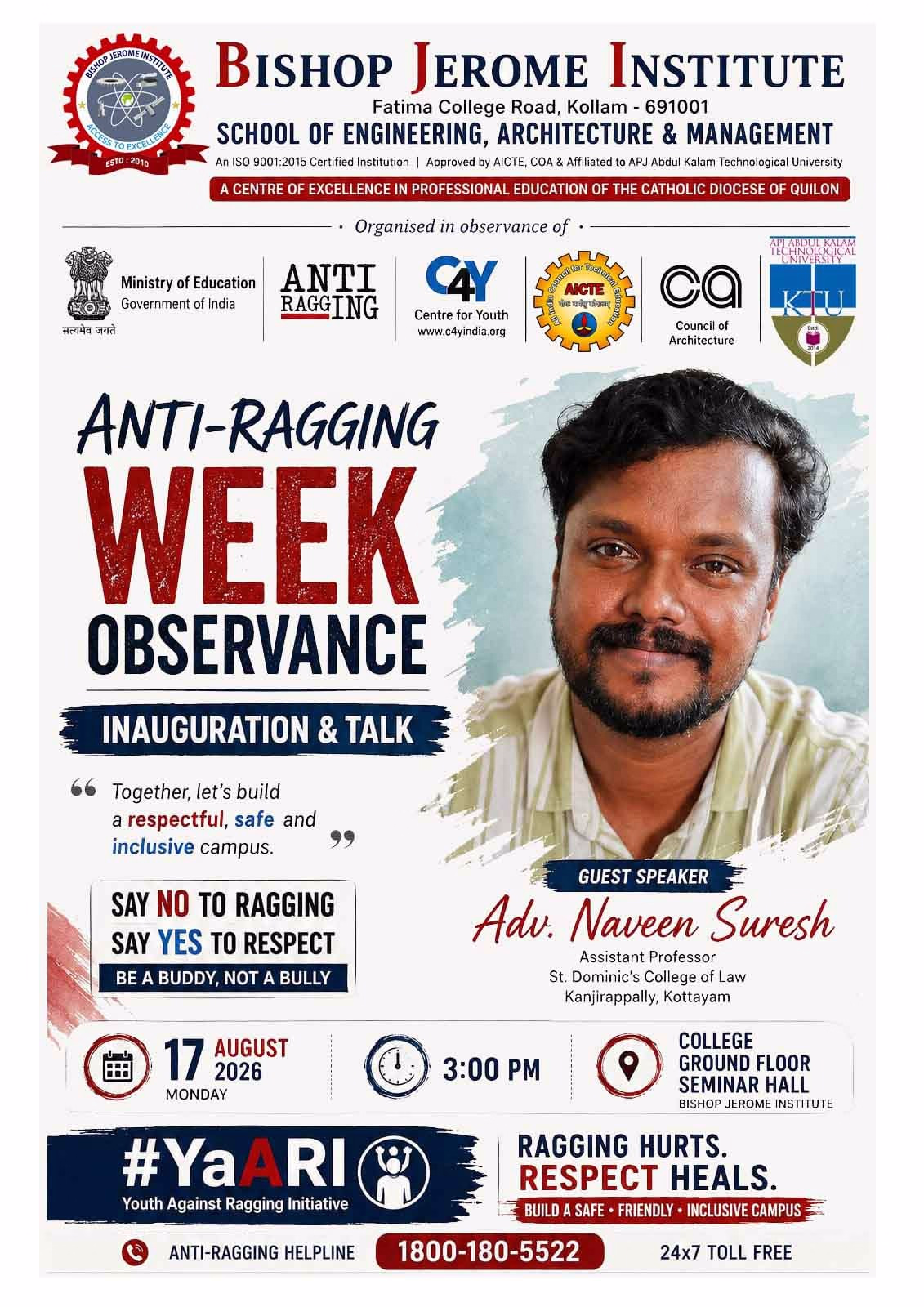 Building a Respectful Campus: Bishop Jerome Institute Observes Anti-Ragging Week